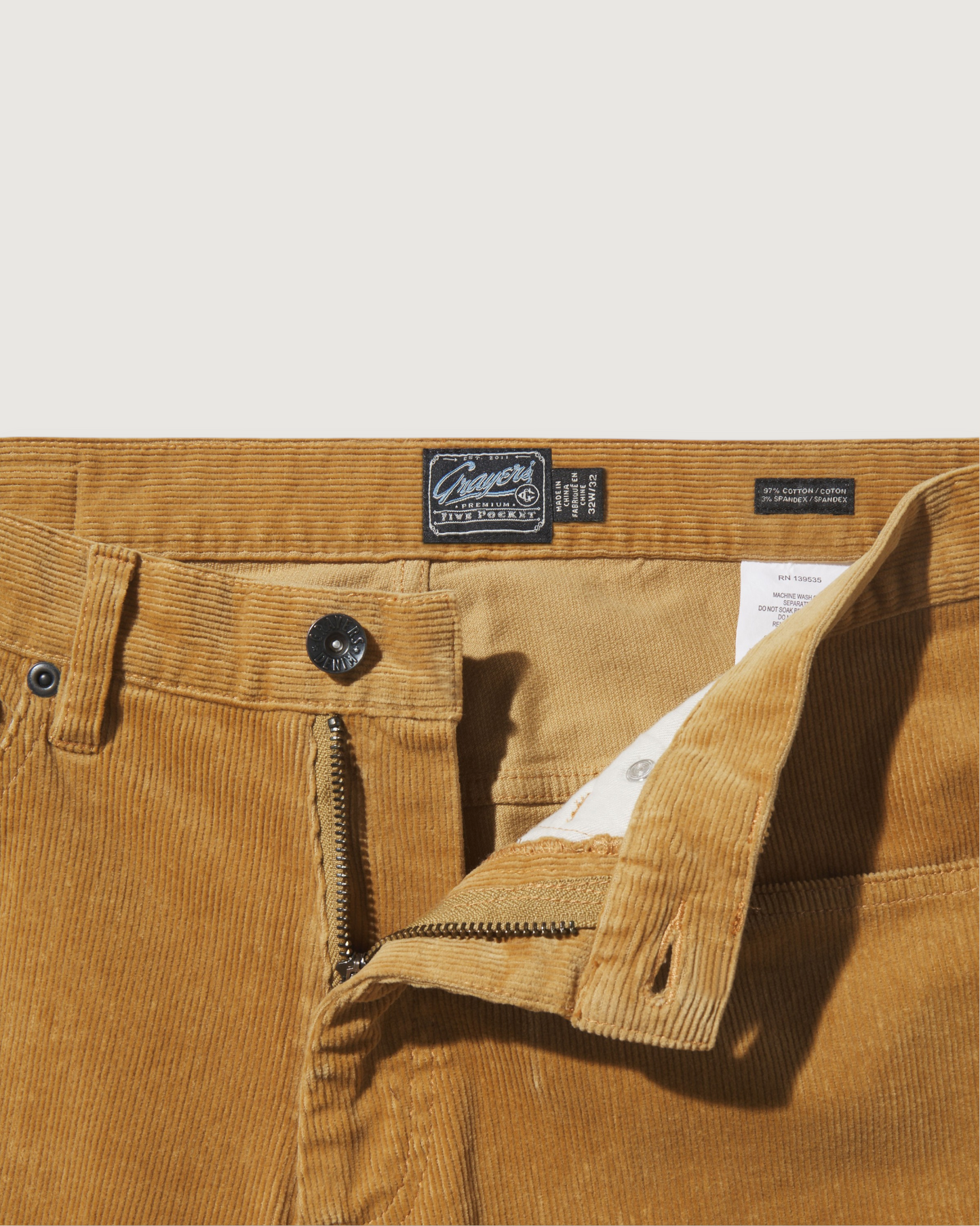 Burlington 5 Pocket Stretch Corduroy - Saddle