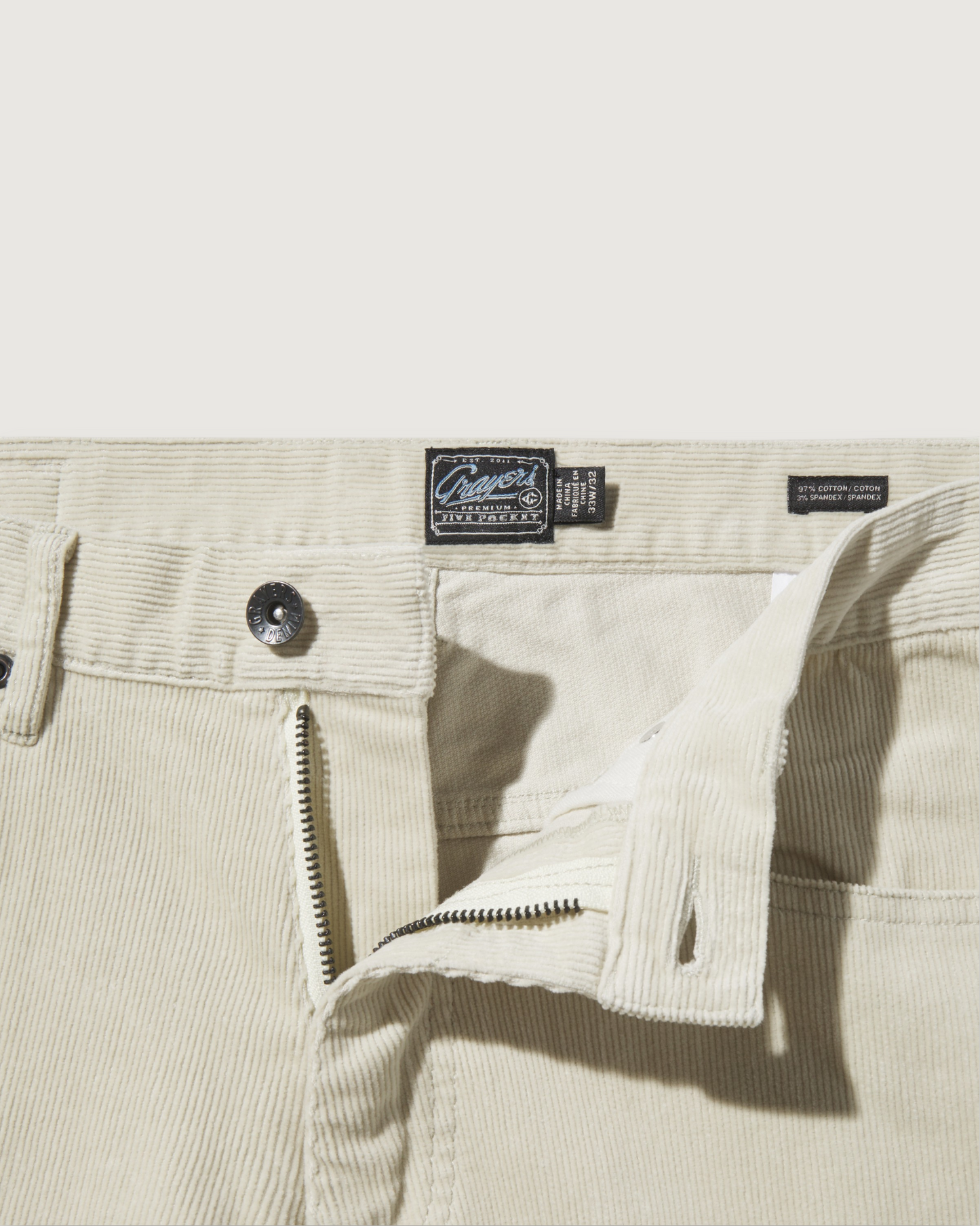 Burlington 5 Pocket Stretch Corduroy - Stone