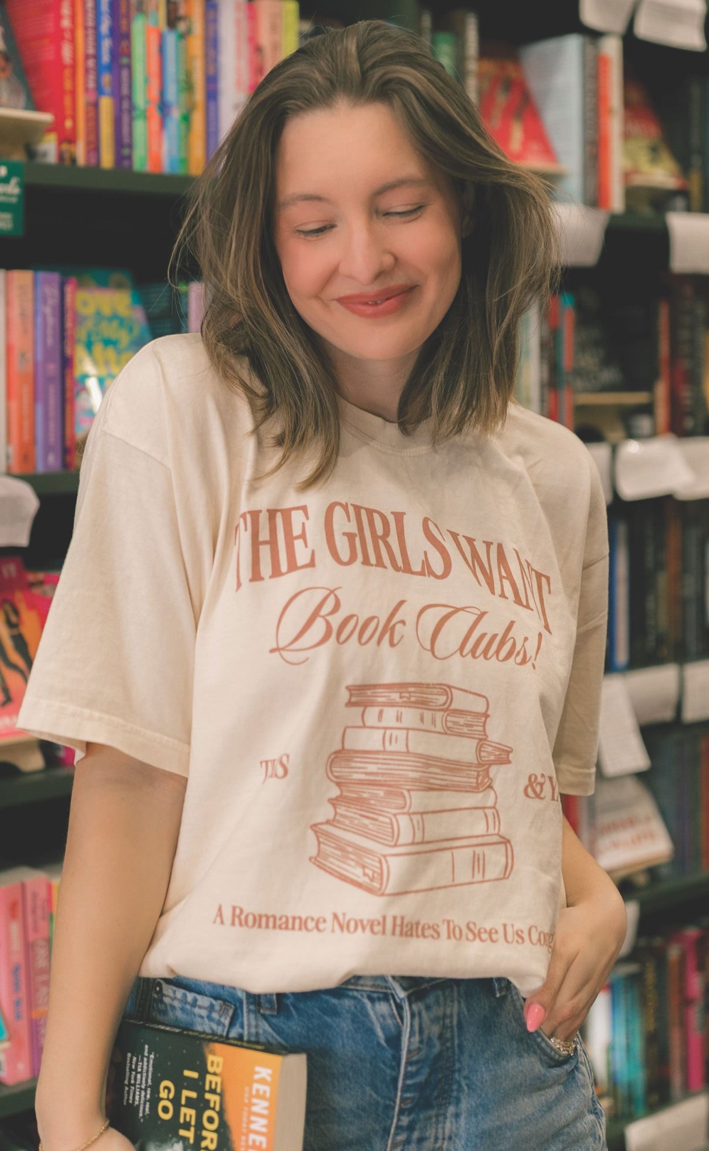 friday + saturday x jo johnson overby: girls want books t shirt