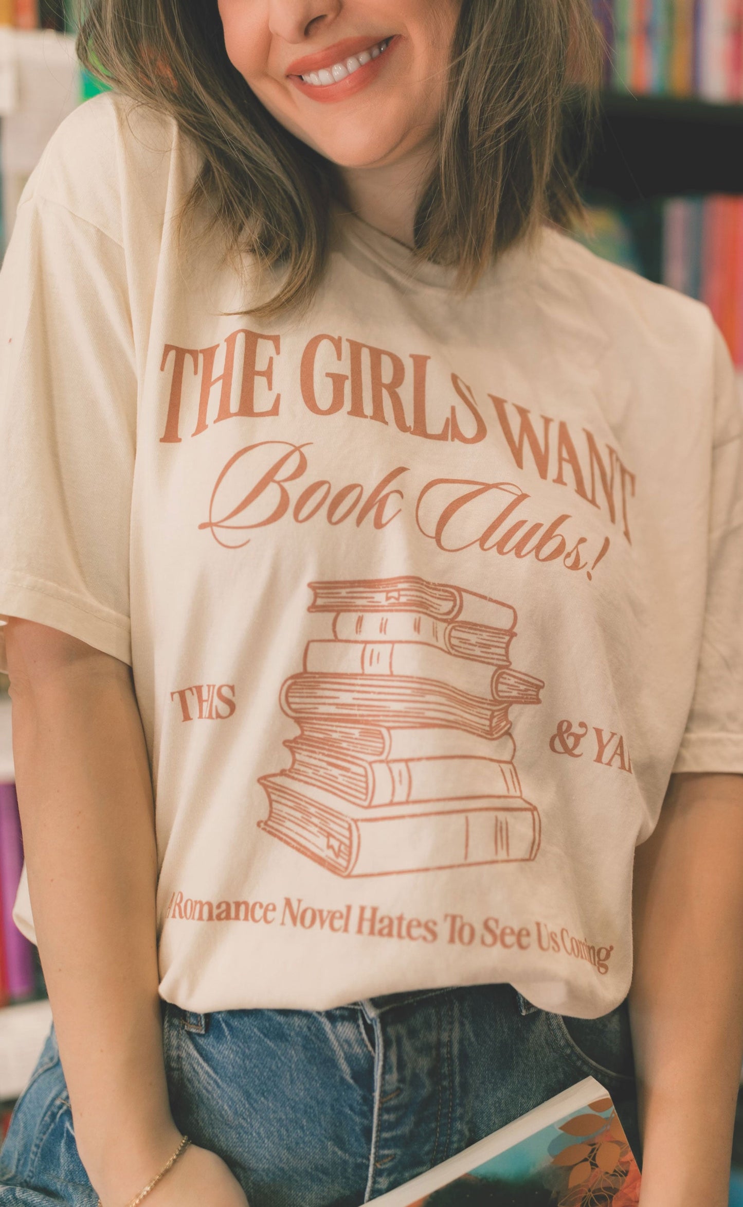 friday + saturday x jo johnson overby: girls want books t shirt