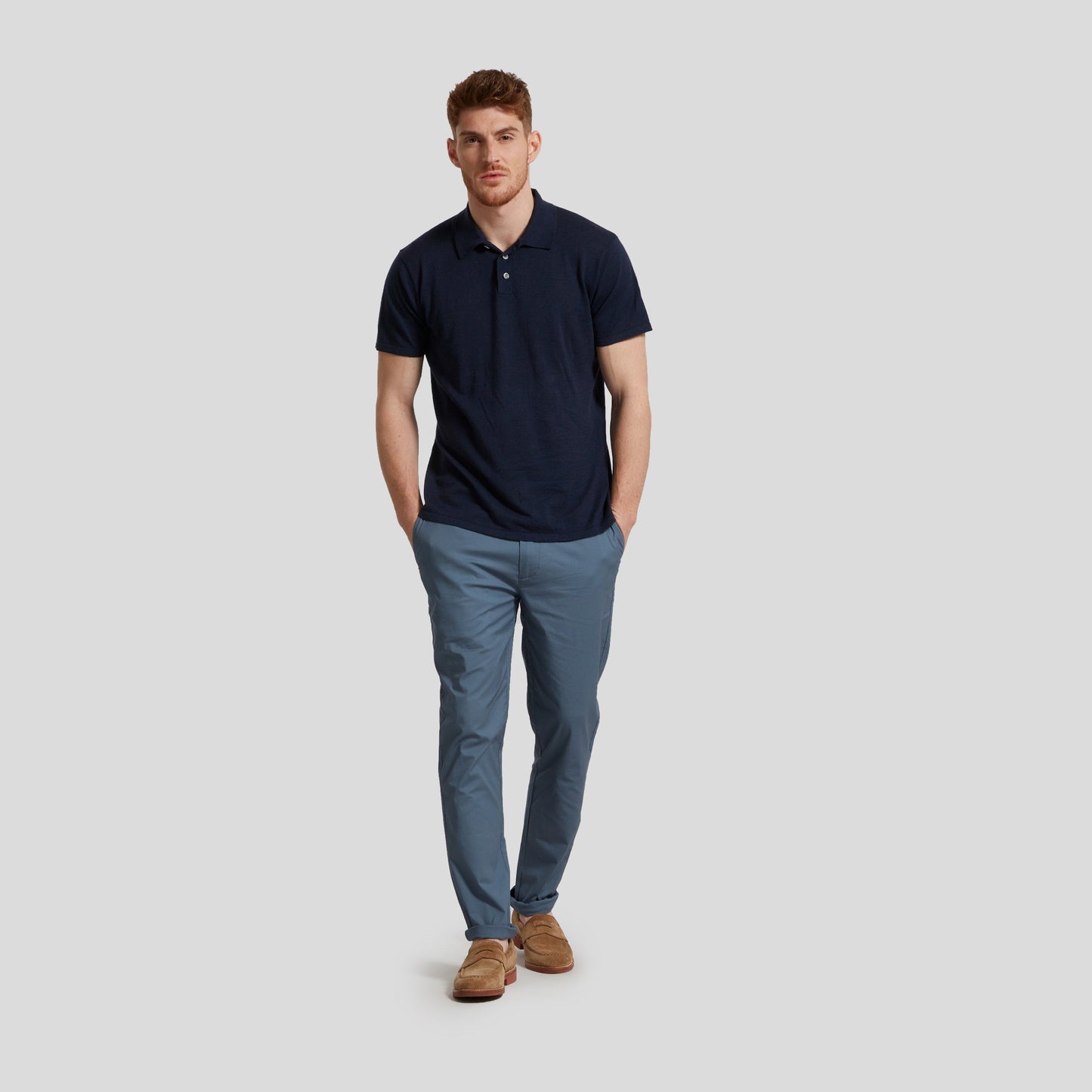 James Featherweight Sweater Polo - Navy Blue