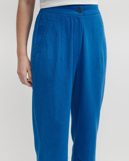 Lowie Cotton Linen Cobalt Blue Trousers