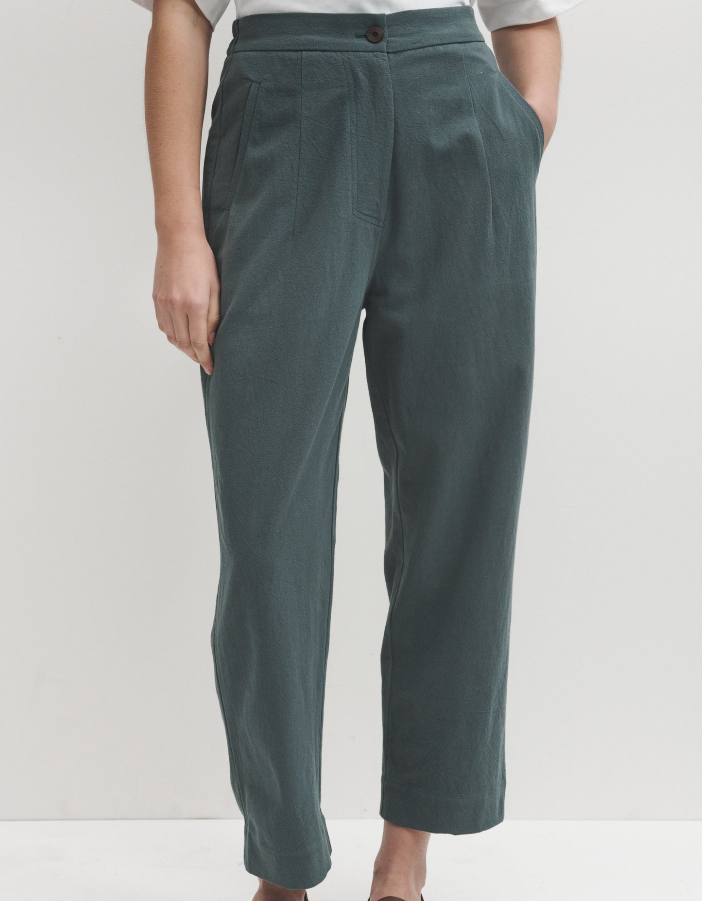 Lowie Cotton Linen Sage Trousers