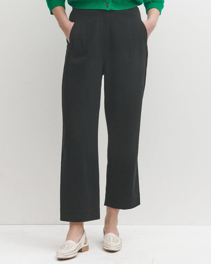 Lowie Cotton Linen Black Trousers
