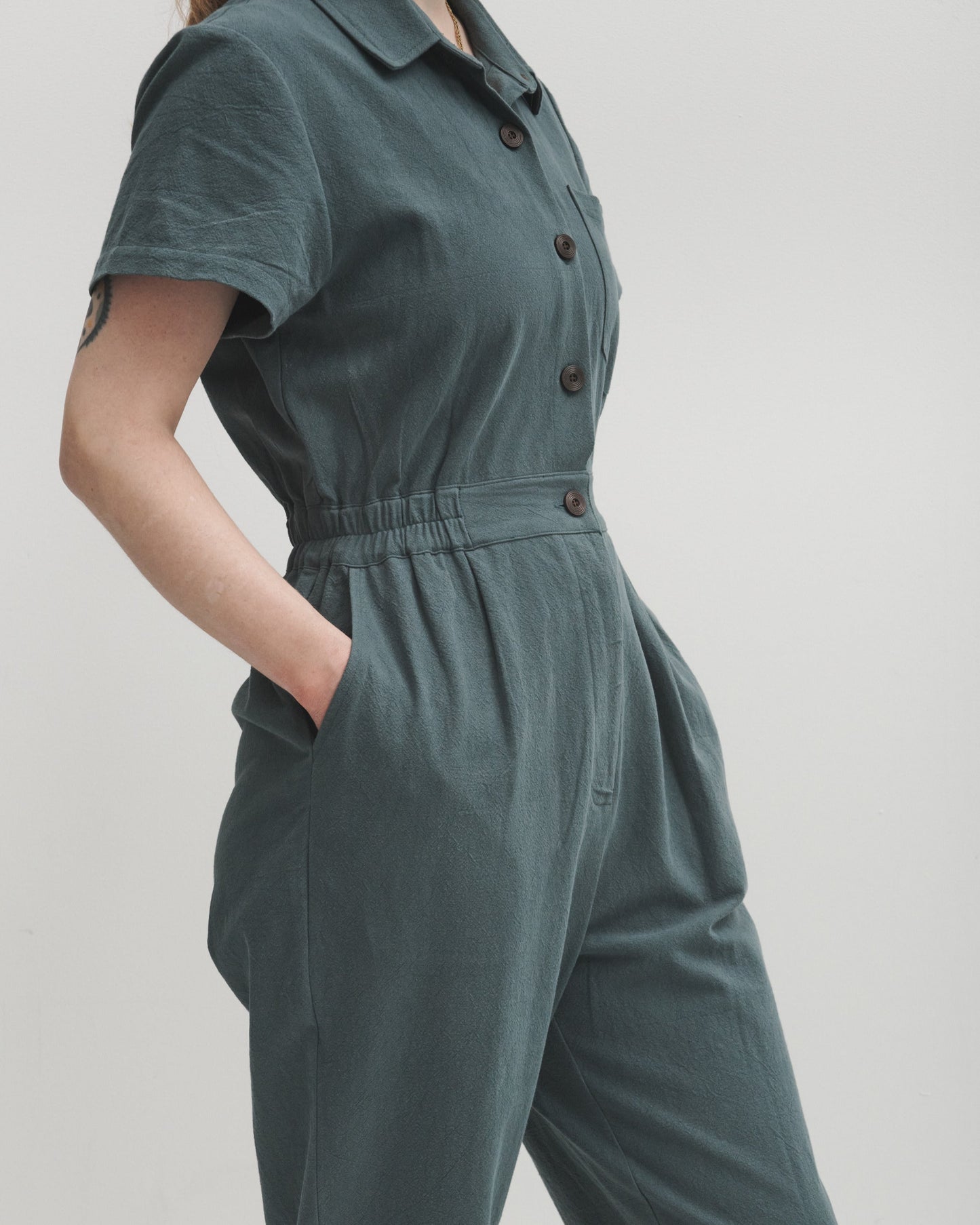 Lowie Cotton Linen Sage Boilersuit