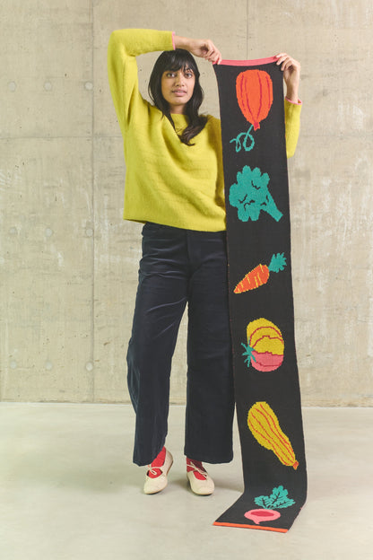 Miss PomPom Vegetables Wool Scarf - Large