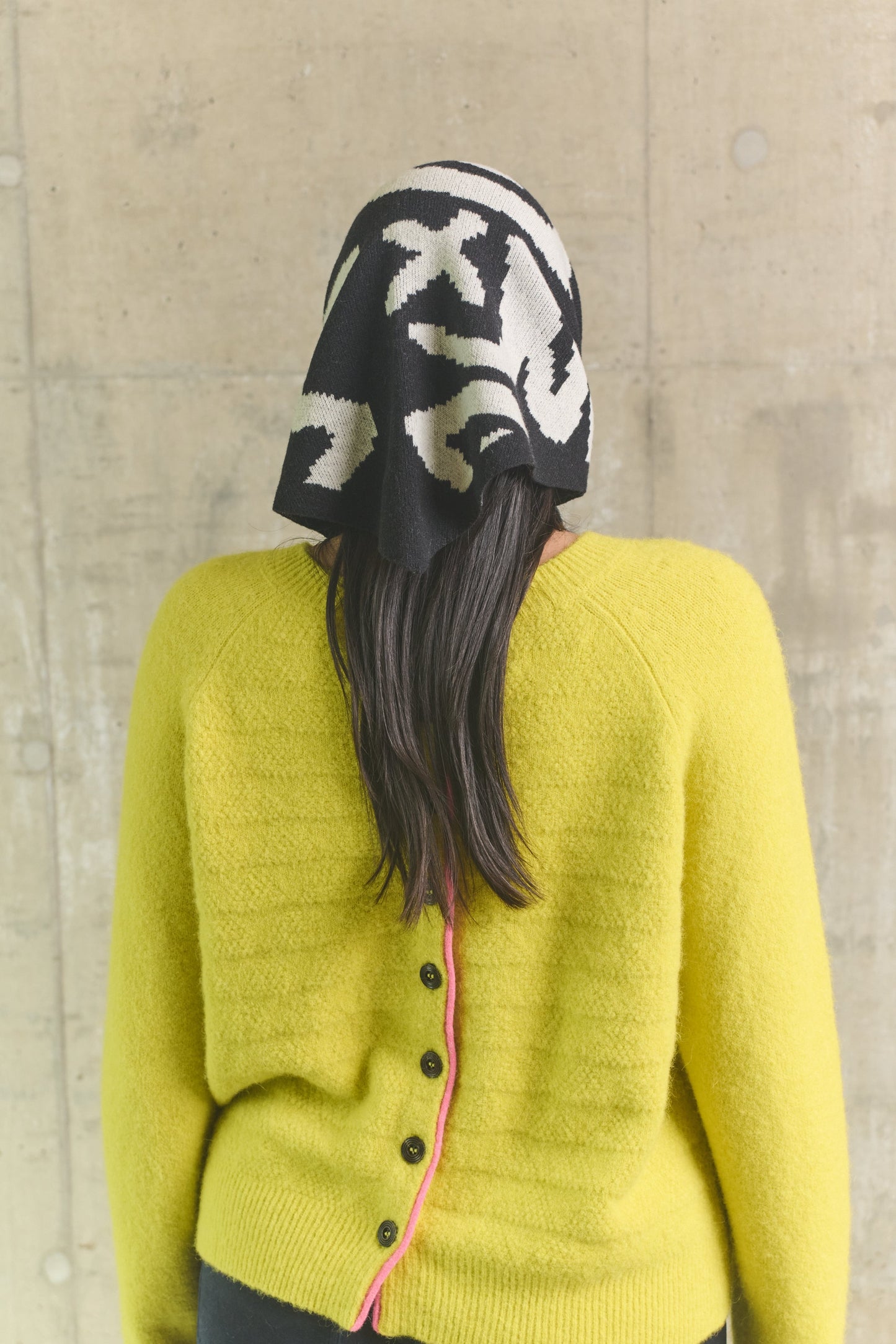 Miss PomPom 90's Black Wool Triangle Scarf