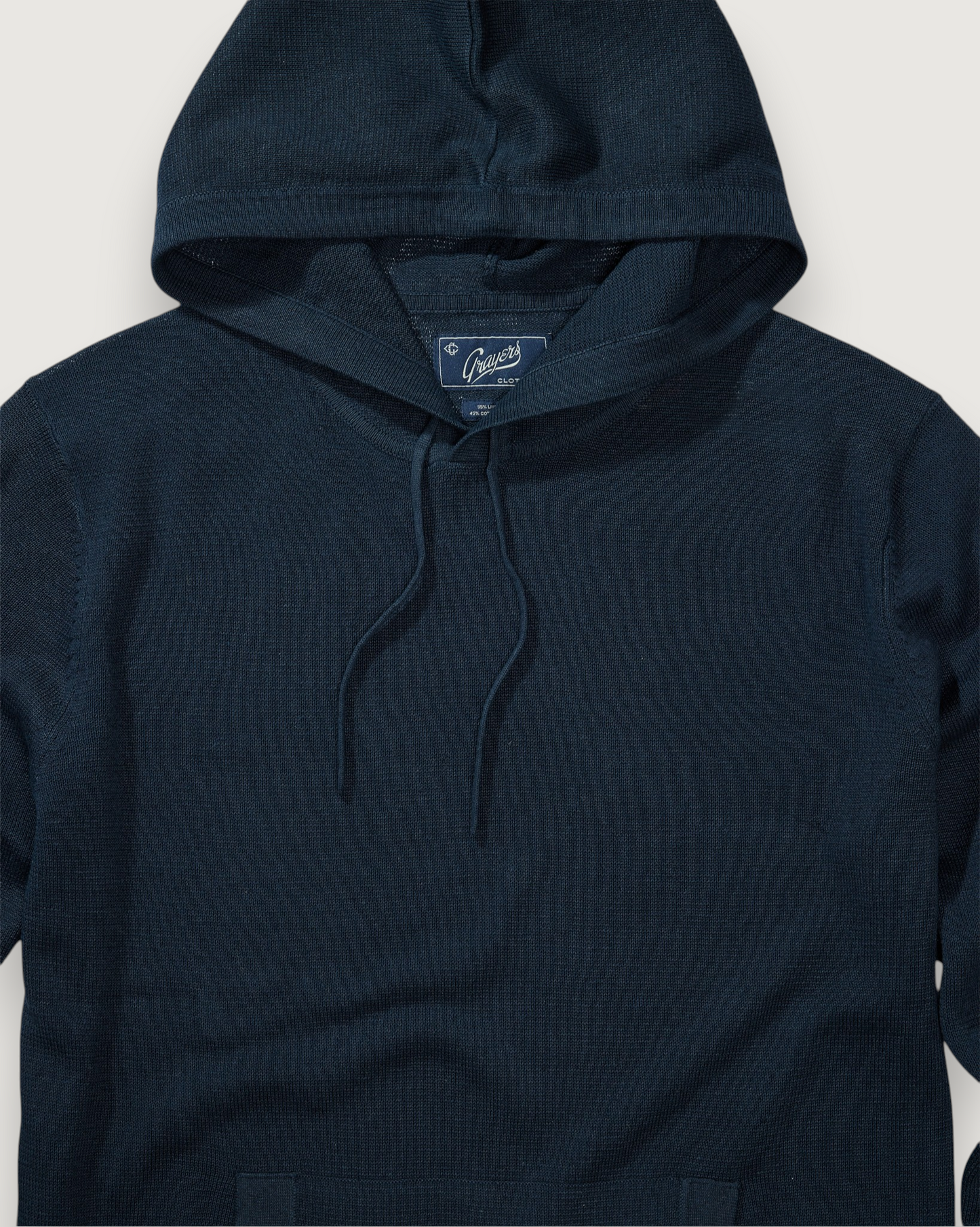Linen Sweater Beach Hoodie - Navy