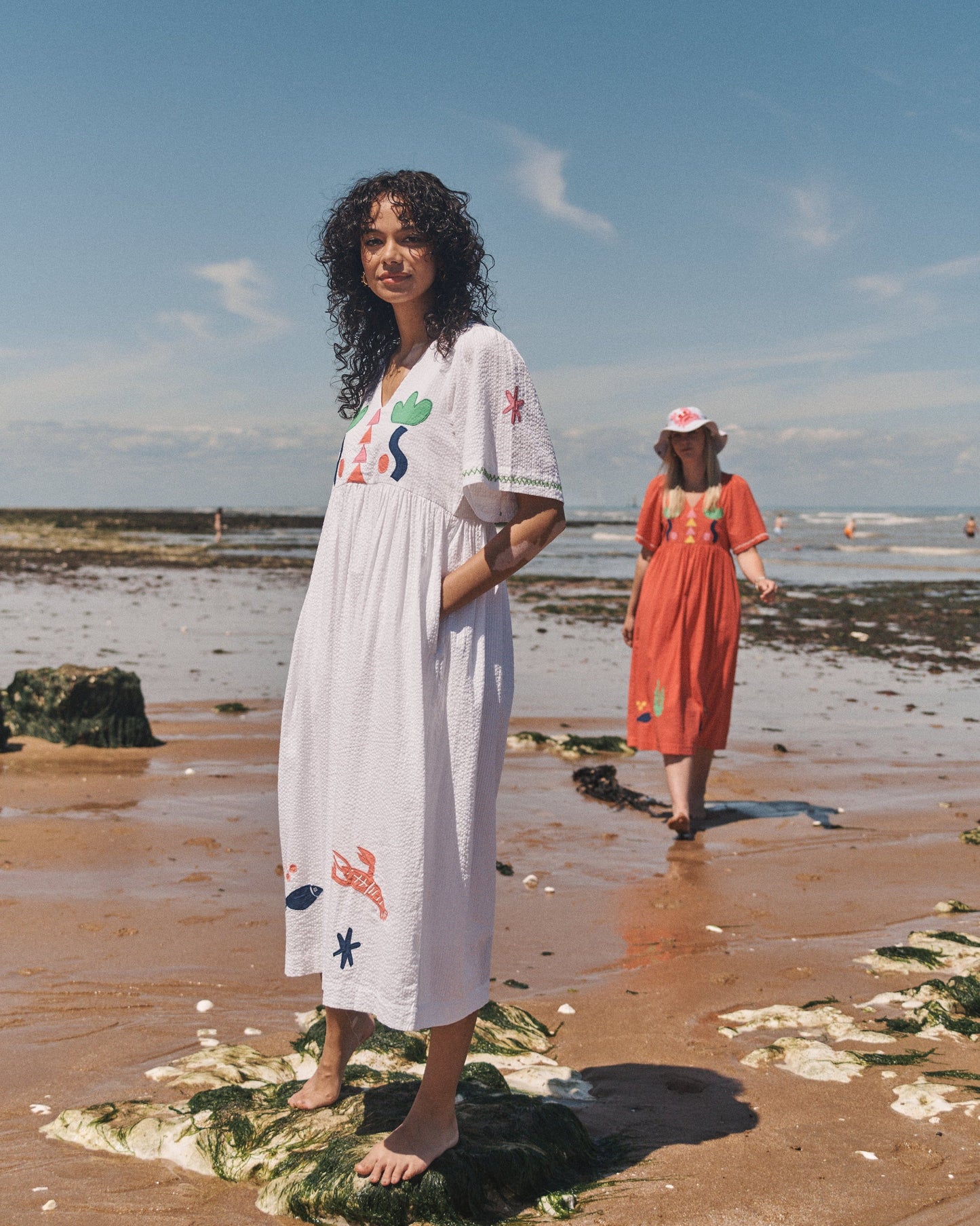 Lowie White Applique Sea Dress