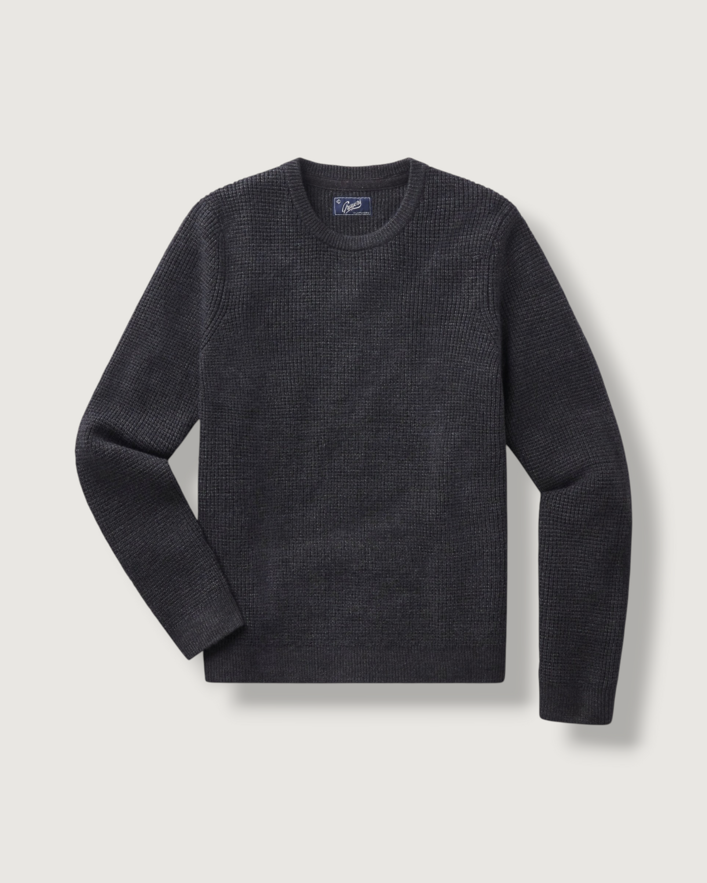 Waffle Stitch Crew Sweater - Charcoal