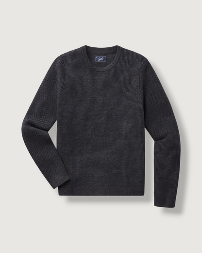 Waffle Stitch Crew Sweater - Charcoal