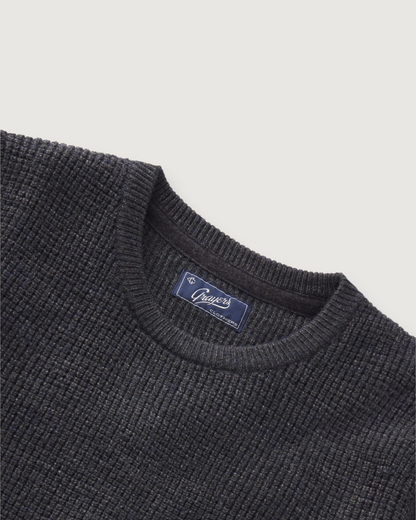 Waffle Stitch Crew Sweater - Charcoal