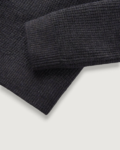 Waffle Stitch Crew Sweater - Charcoal