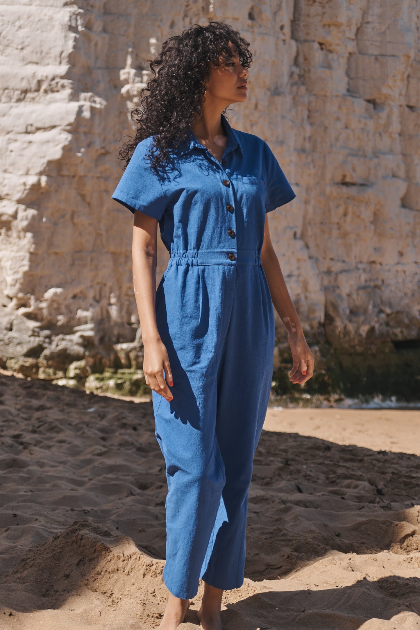 Lowie Cobalt Cotton Linen  Boilersuit
