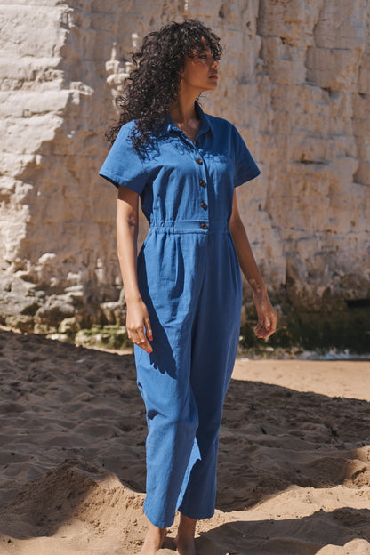 Lowie Cobalt Cotton Linen  Boilersuit
