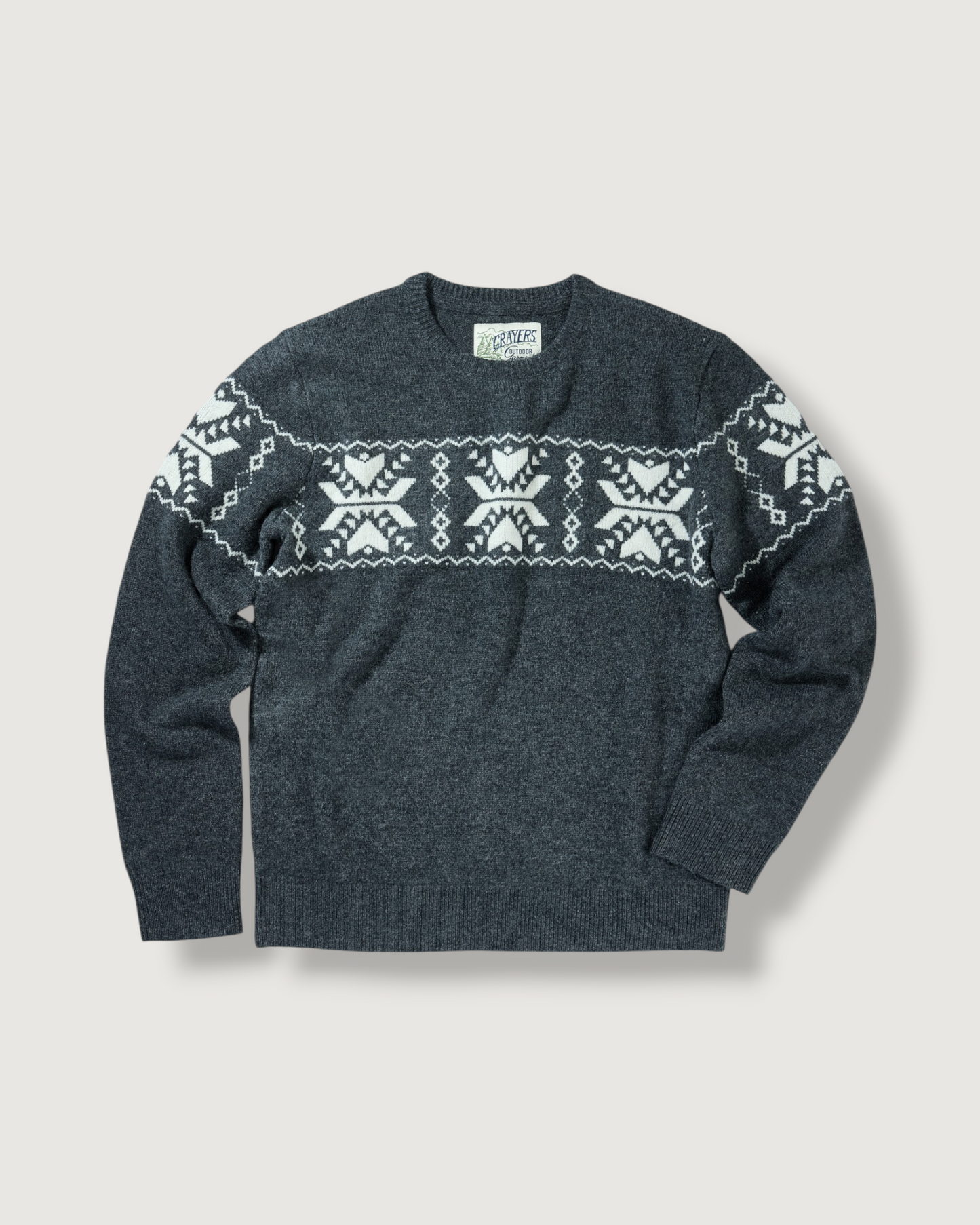Retro Snowflake Sweater - Charcoal Cream