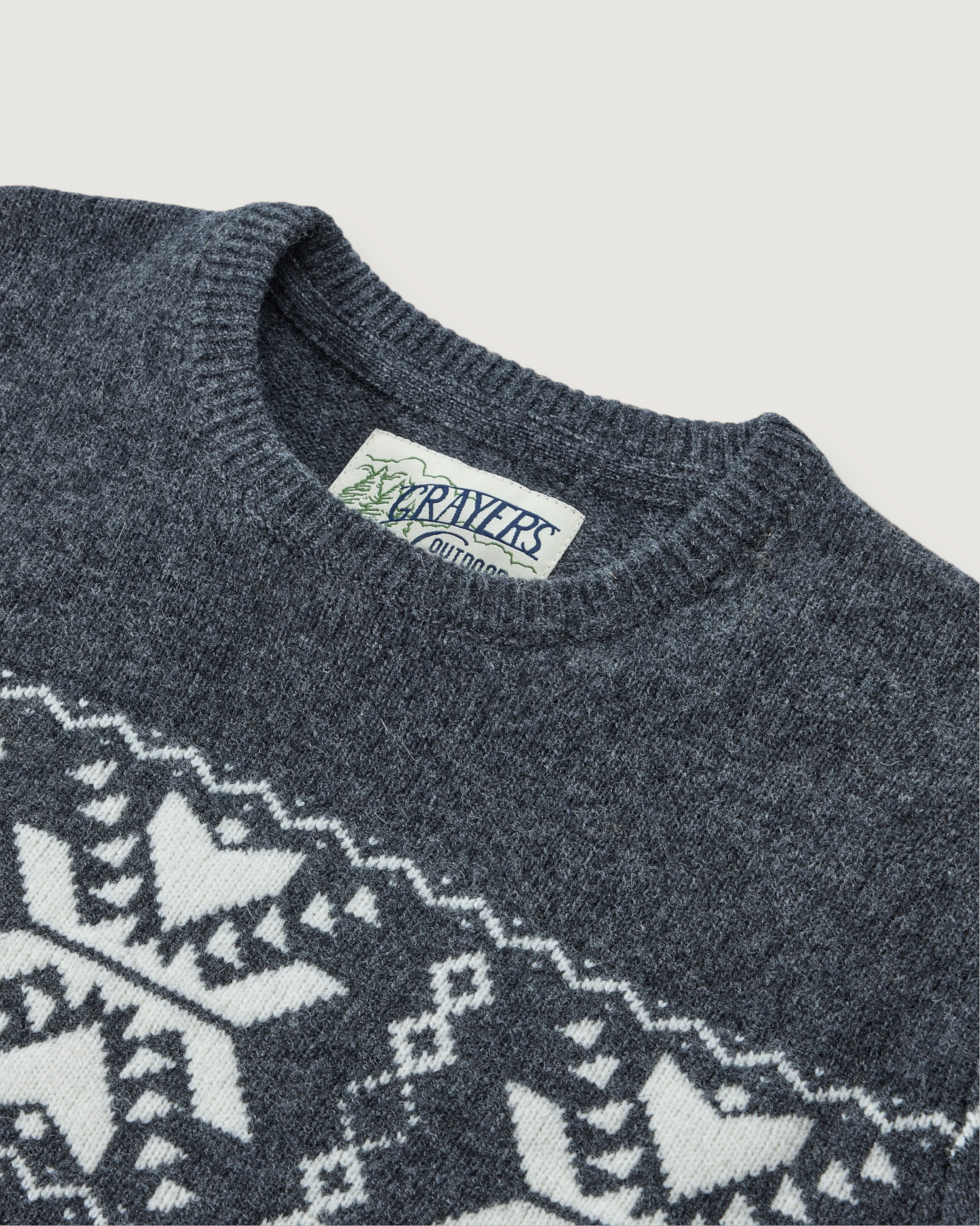 Retro Snowflake Sweater - Charcoal Cream