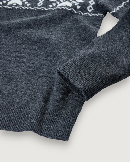 Retro Snowflake Sweater - Charcoal Cream