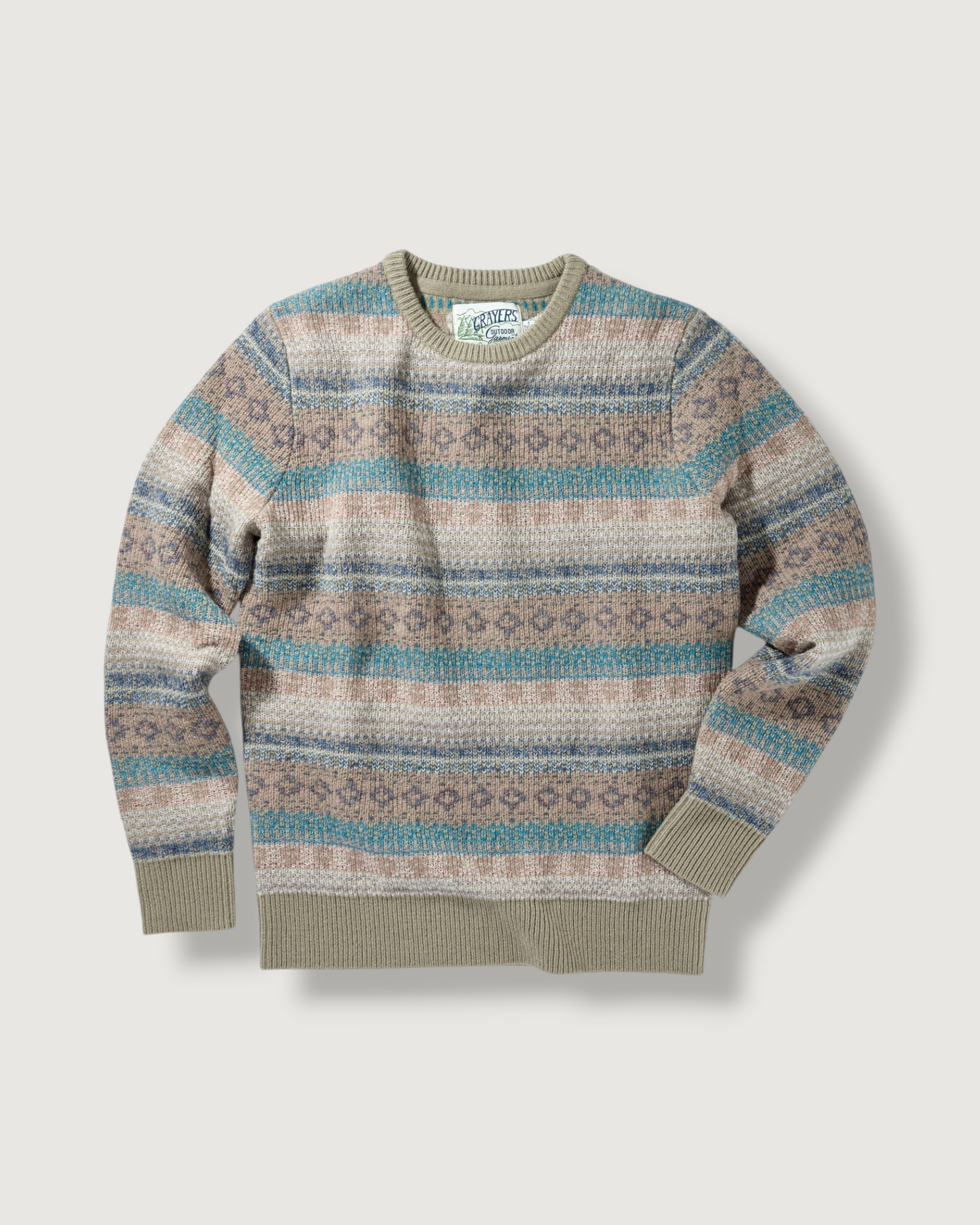 Sideout Fairisle Crew - Oatmeal Olive