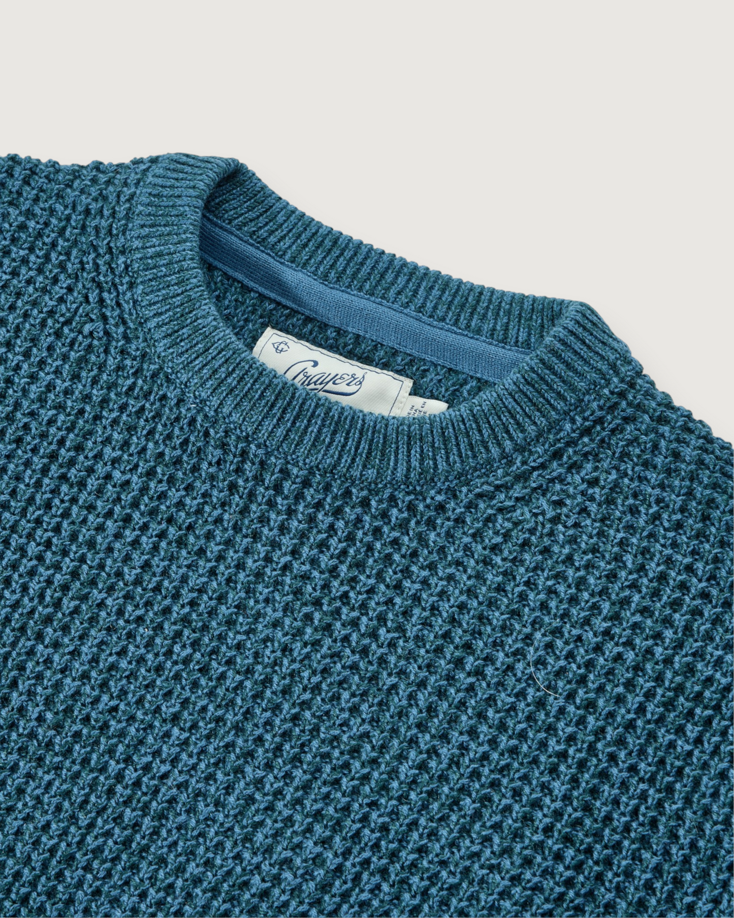 Guernsey Waffle Crew Neck - Blue Green