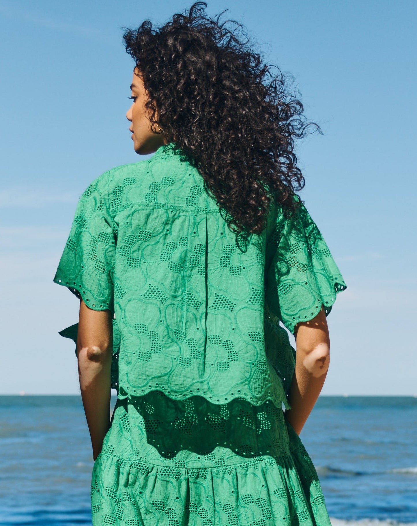 Lowie Green Broderie Boxy Shirt