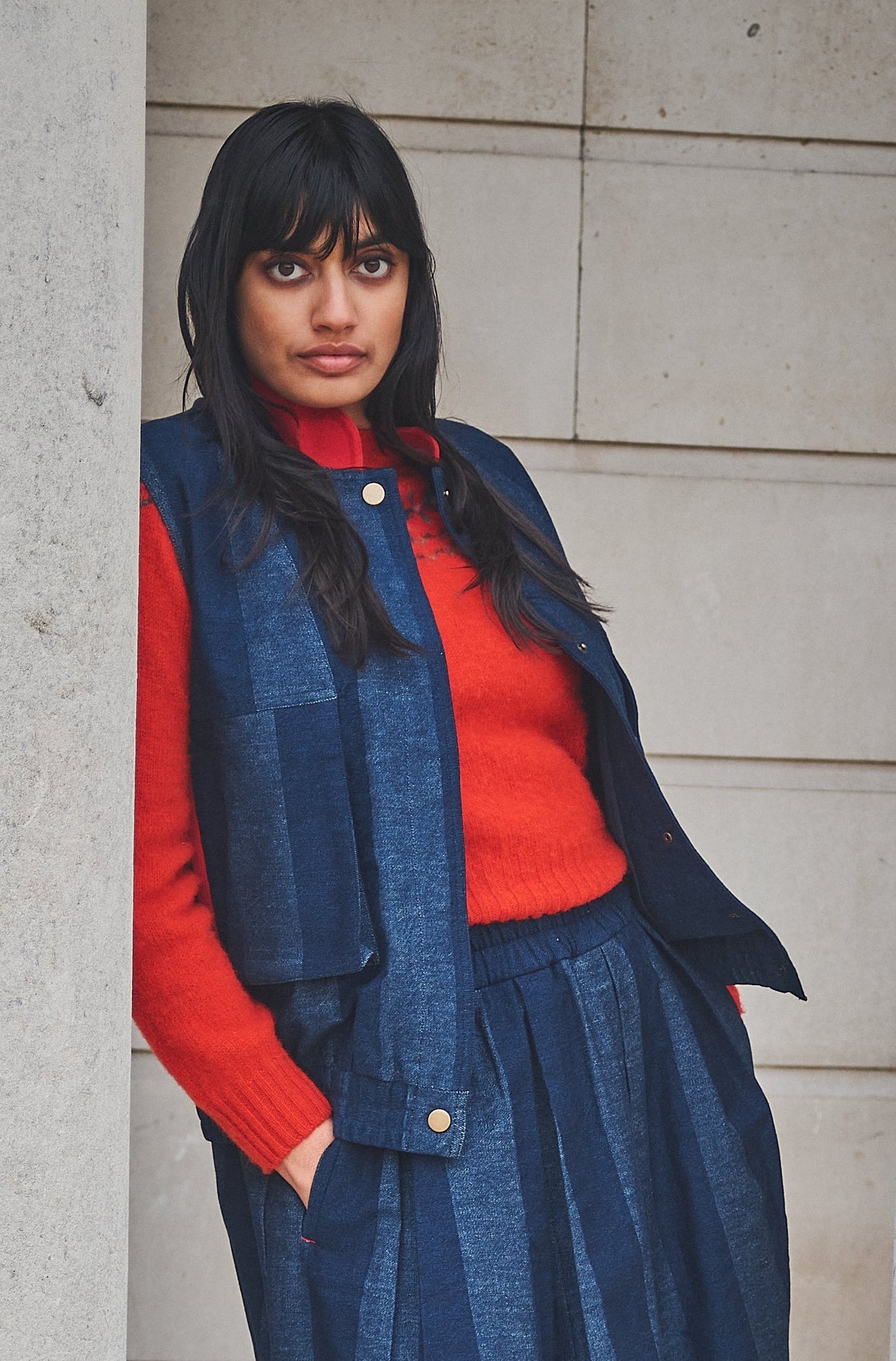 Lowie Denim Stripe Gilet