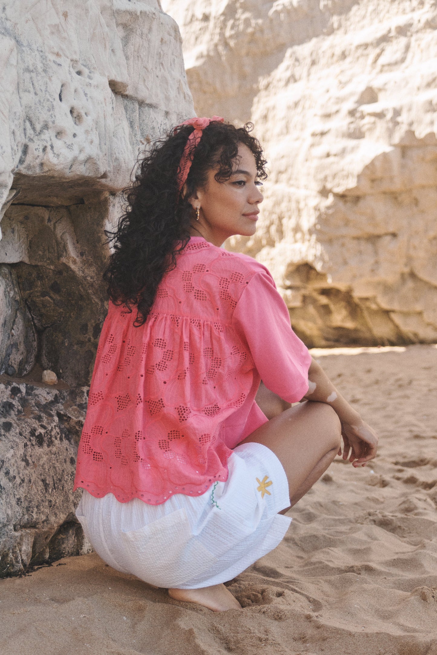 Lowie Pink Jersey Mix Top
