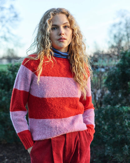 Lowie Pink + Red Stripe Scottish Jumper