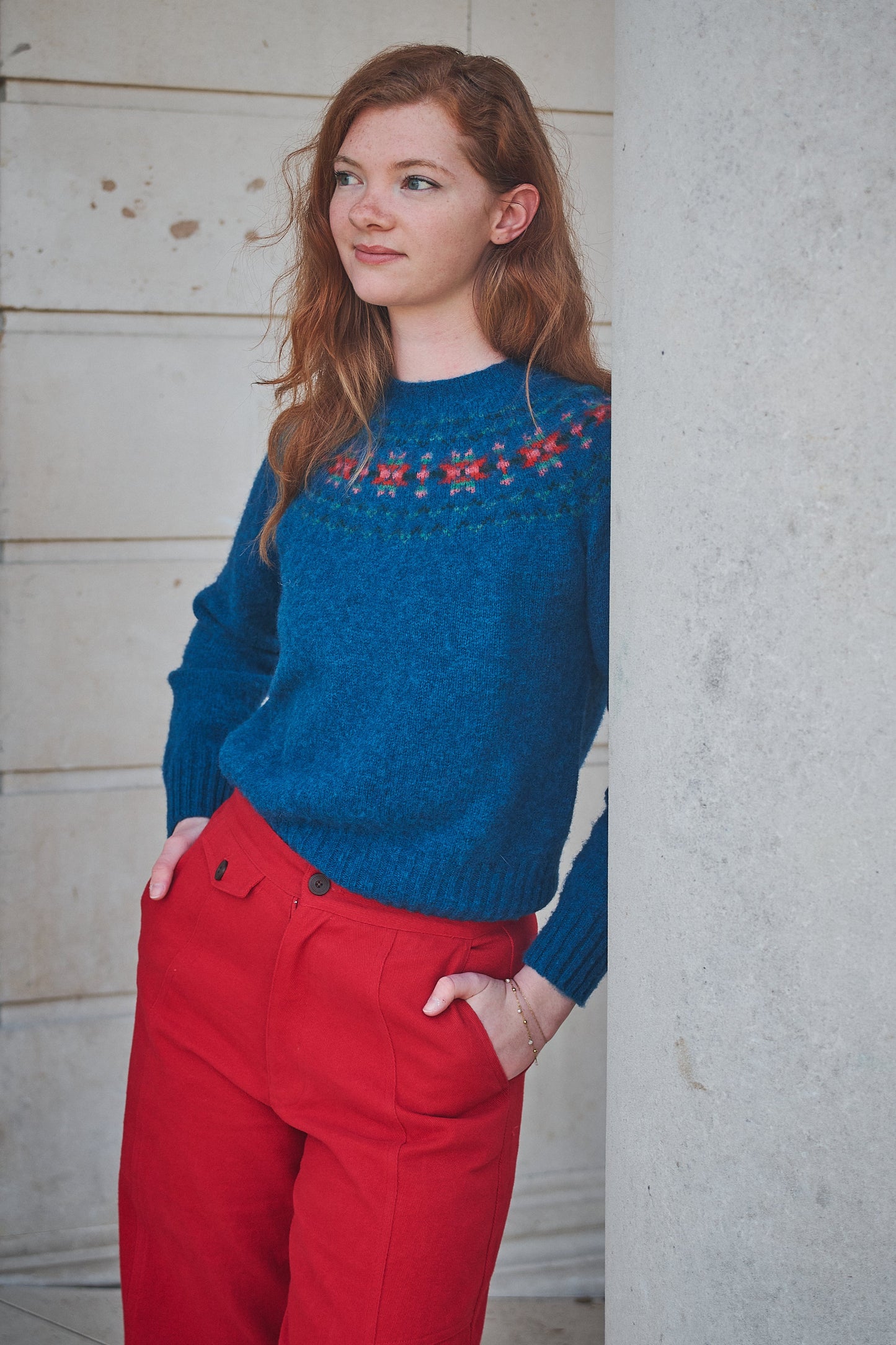 Lowie Blue Fair Isle Yoke Jumper
