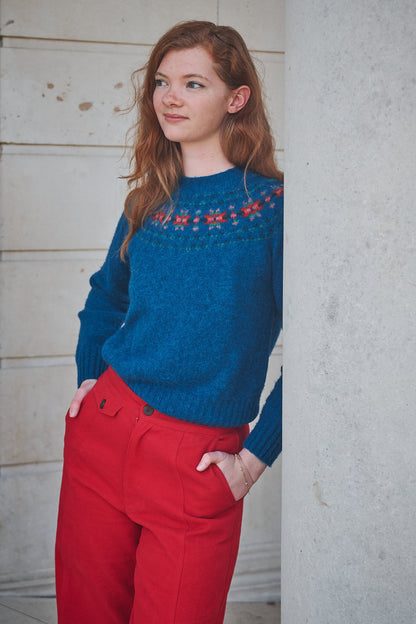 Lowie Blue Fair Isle Yoke Jumper
