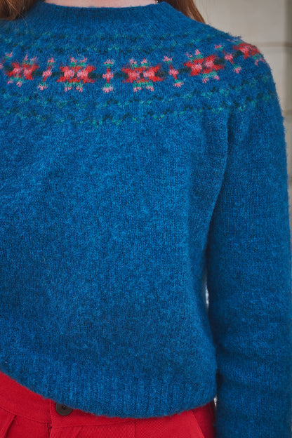 Lowie Blue Fair Isle Yoke Jumper