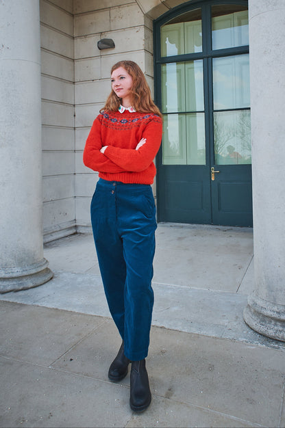Lowie Teal Needlecord Trousers