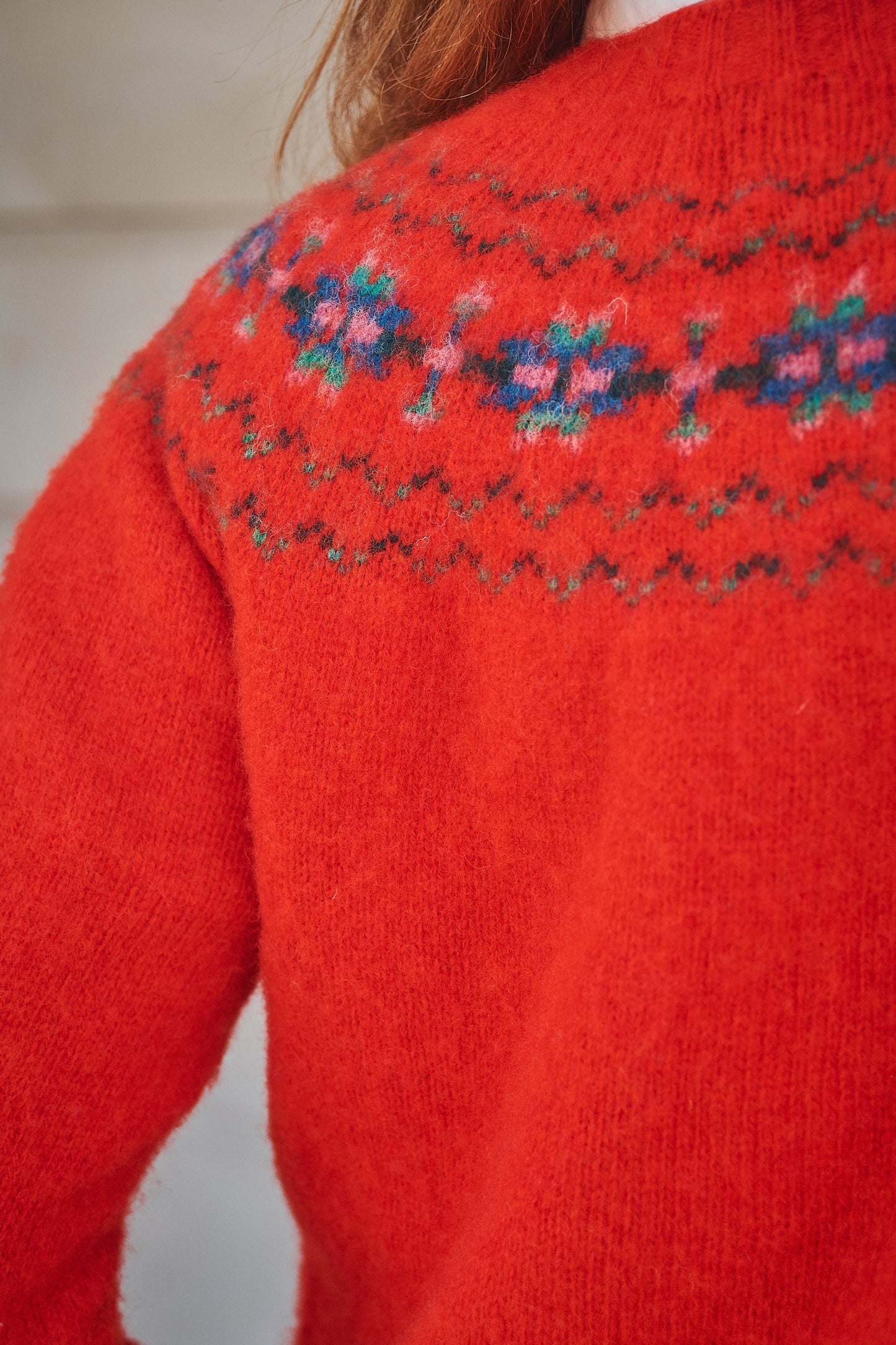 Lowie Red Fair Isle Yoke Jumper