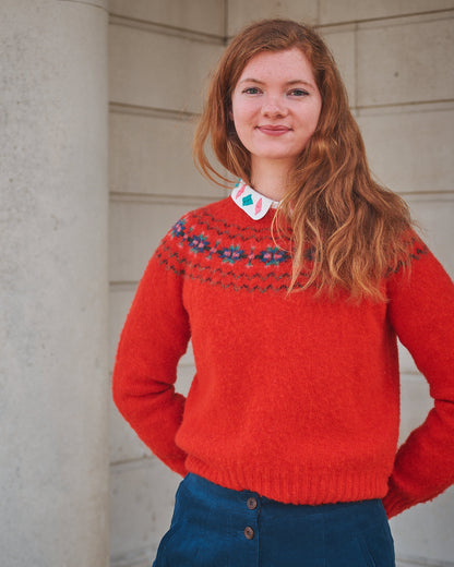 Lowie Red Fair Isle Yoke Jumper