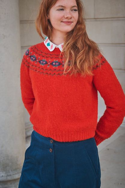 Lowie Red Fair Isle Yoke Jumper