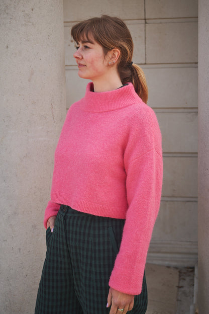 Lowie Pink Cropped Funnel Neck