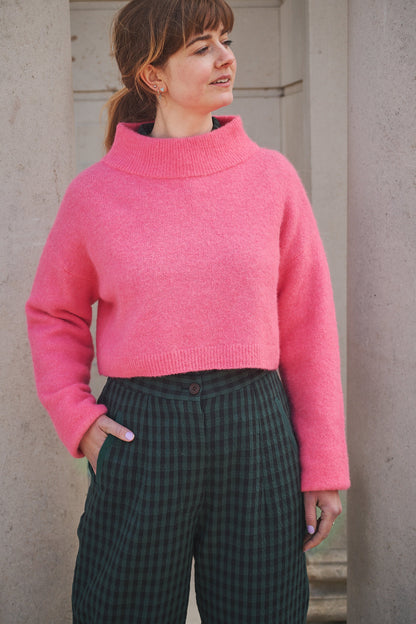 Lowie Pink Cropped Funnel Neck