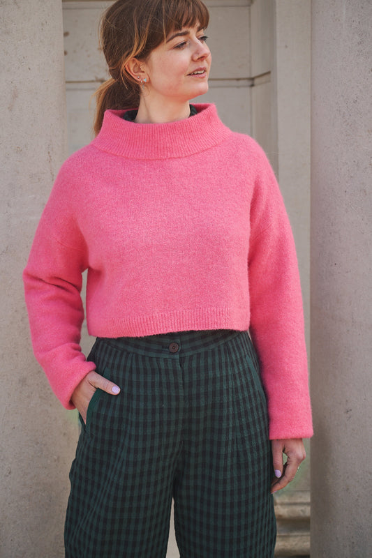 Lowie Pink Cropped Funnel Neck
