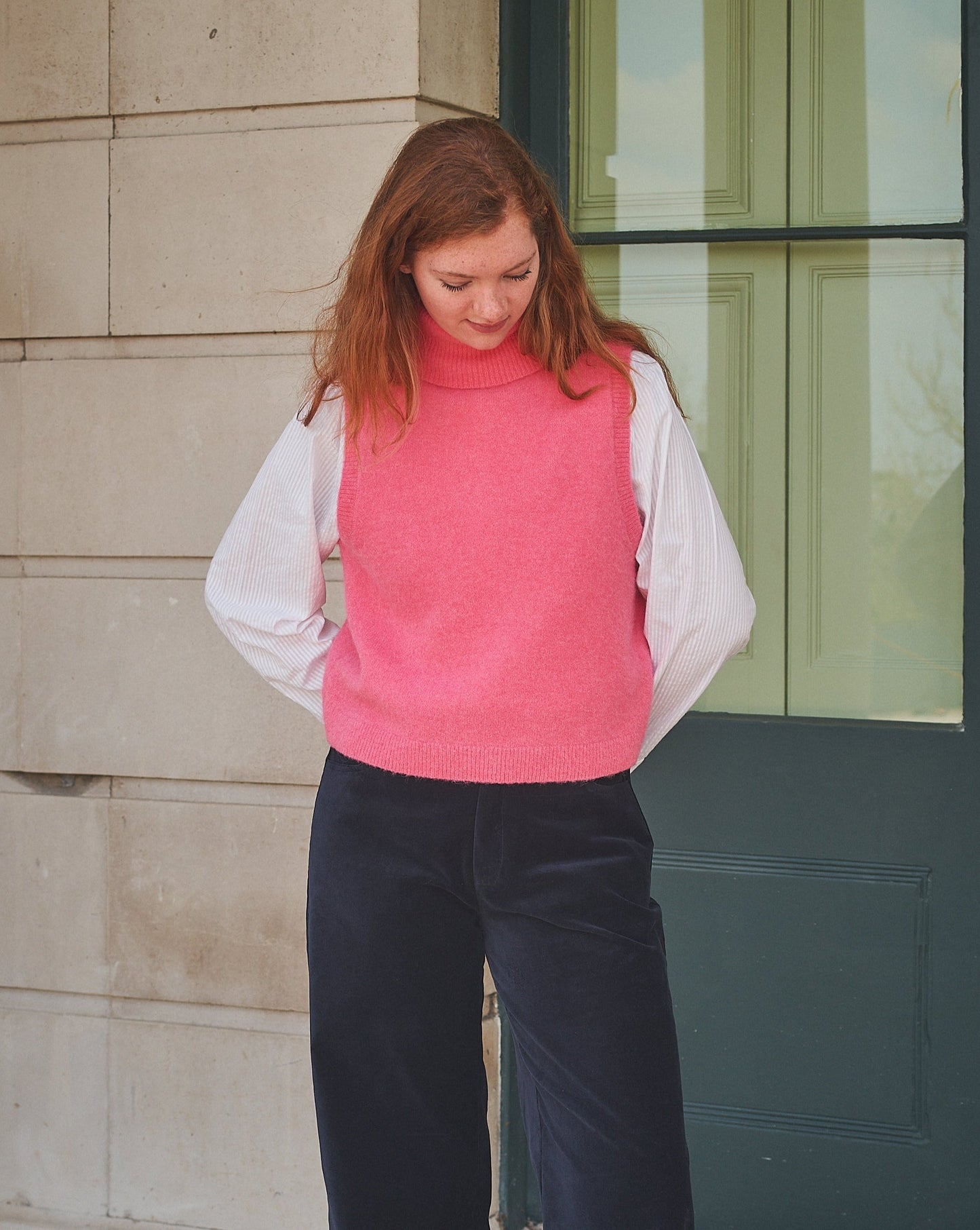 Lowie Pink Alpaca Roll Neck Vest