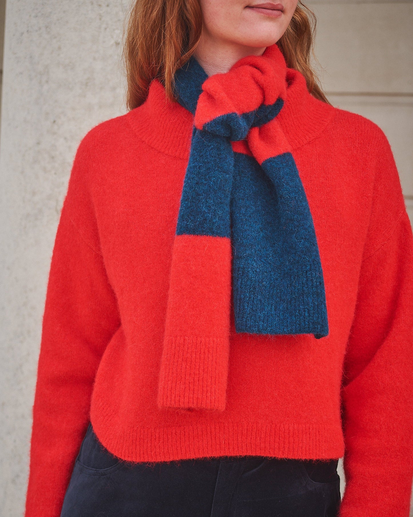 Lowie Alpaca Stripe Red/Blue Scarf
