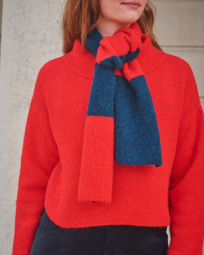Lowie Alpaca Stripe Red/Blue Scarf