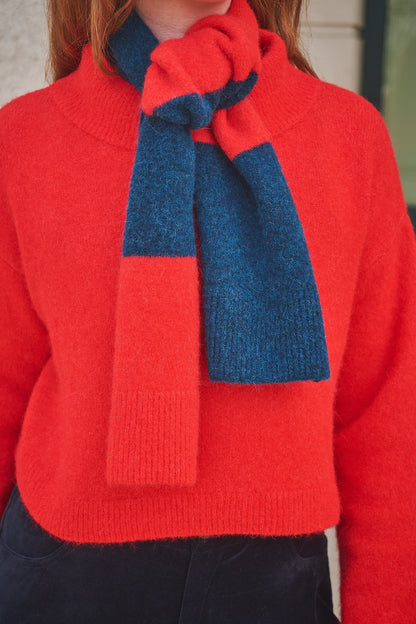 Lowie Alpaca Stripe Red/Blue Scarf