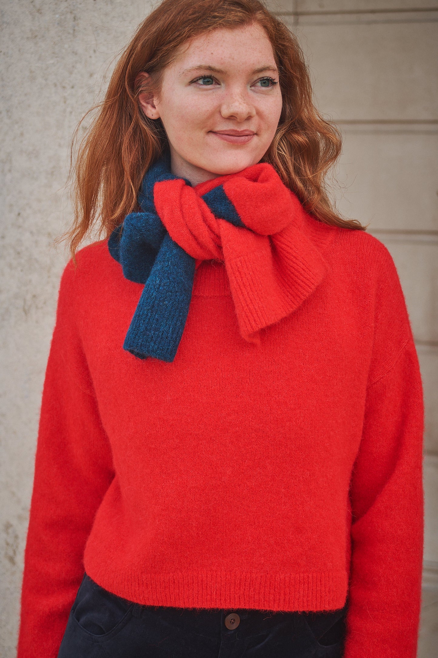 Lowie Alpaca Stripe Red/Blue Scarf