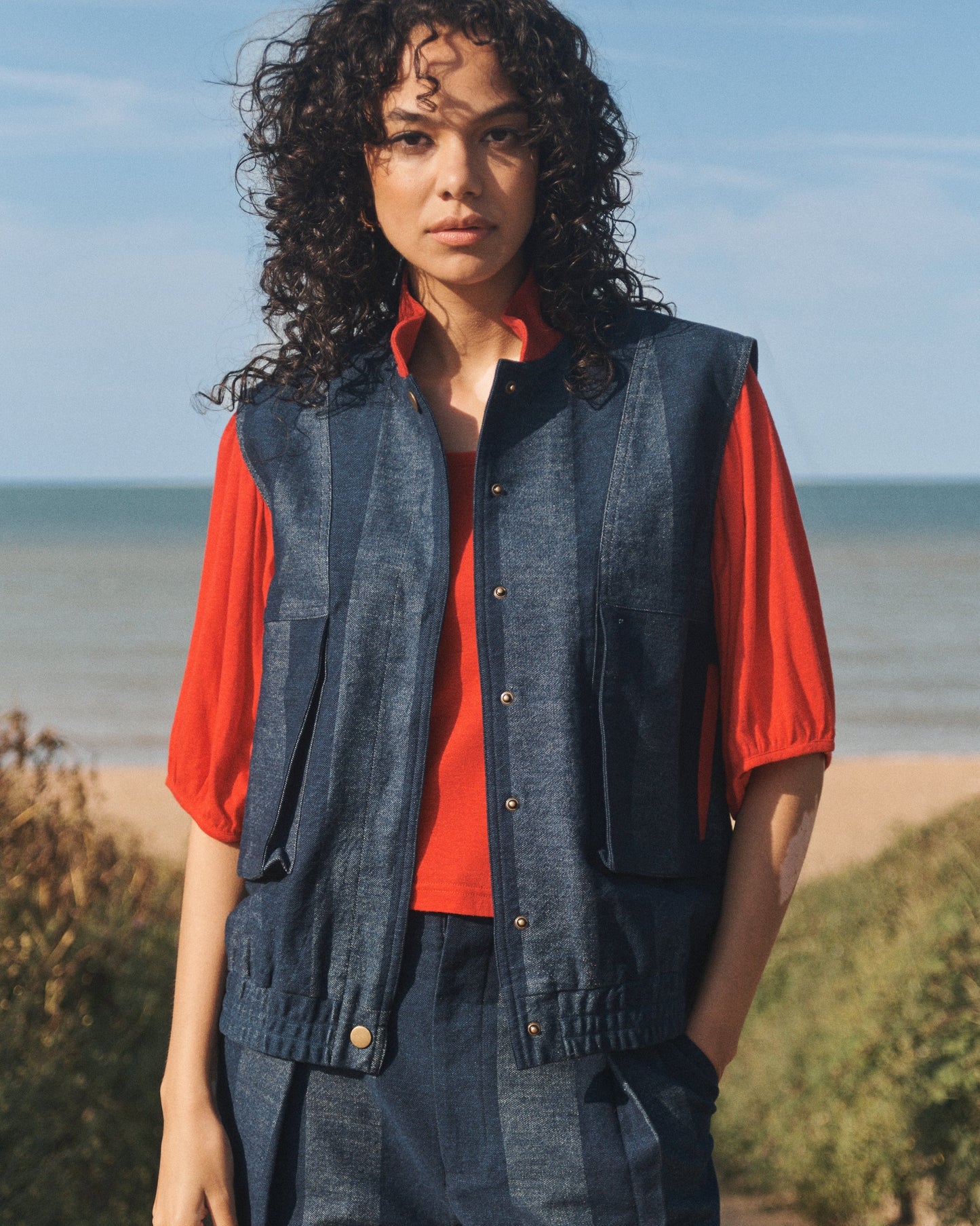 Lowie Denim Stripe Gilet