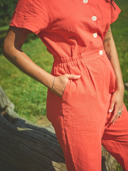 Lowie Cotton Linen Tomato Boilersuit