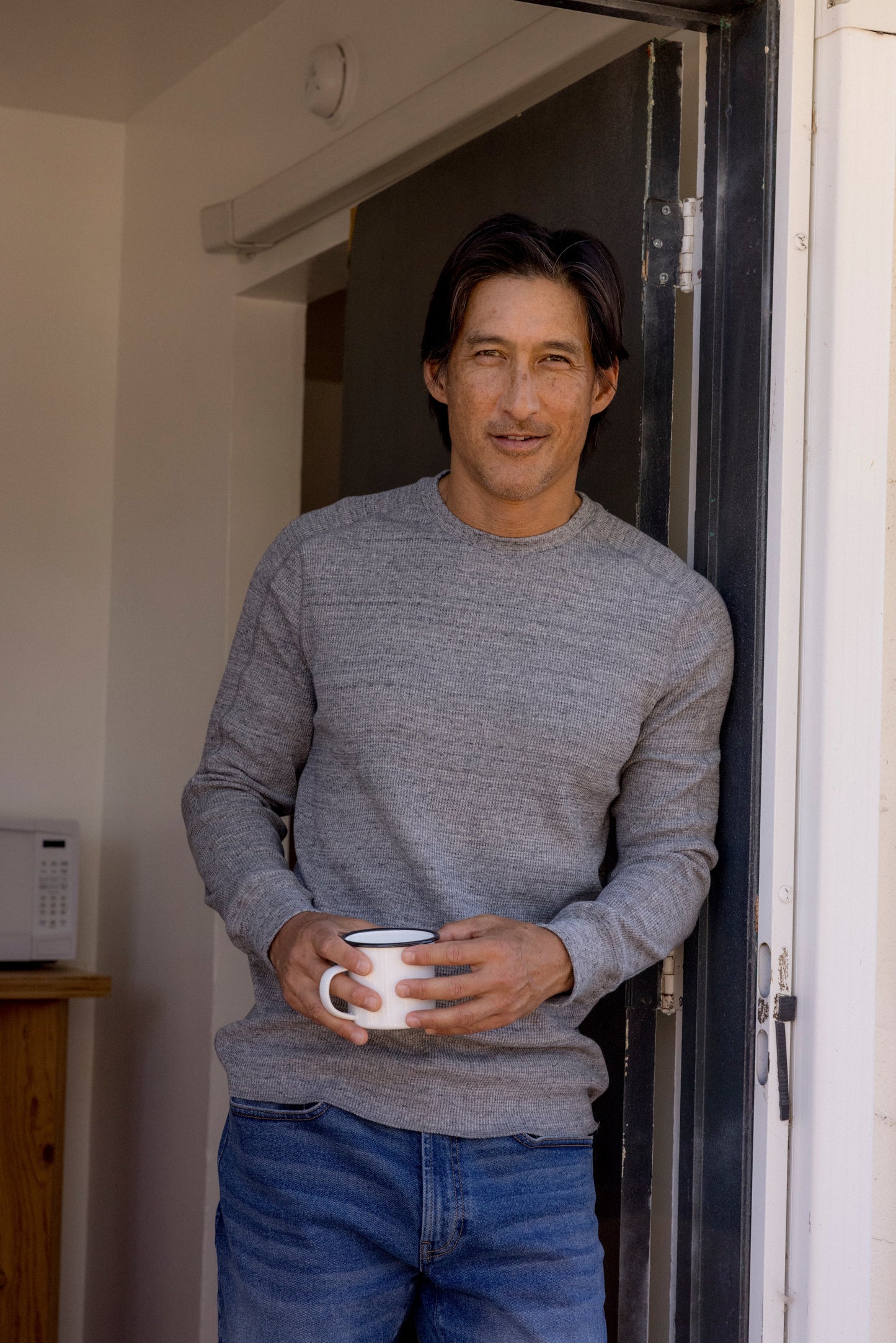 New Spencer Waffle Crew - Gray Marl