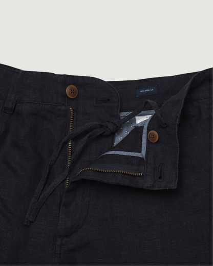 Aventura Washed Linen Shorts - Navy
