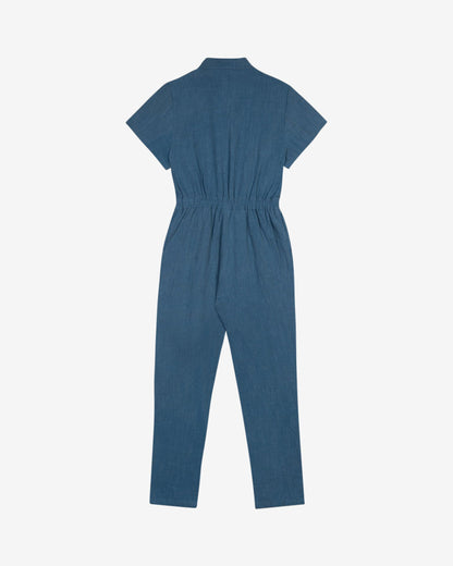 Lowie Cotton Linen Washed Blue Boilersuit