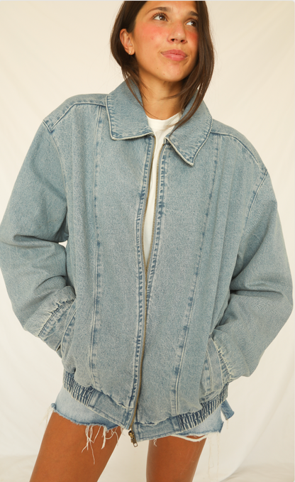 show me your mumu: carter bomber jacket - ozone indigo