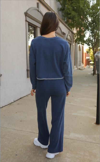 z supply: circuit knit denim sweatshirt - indigo